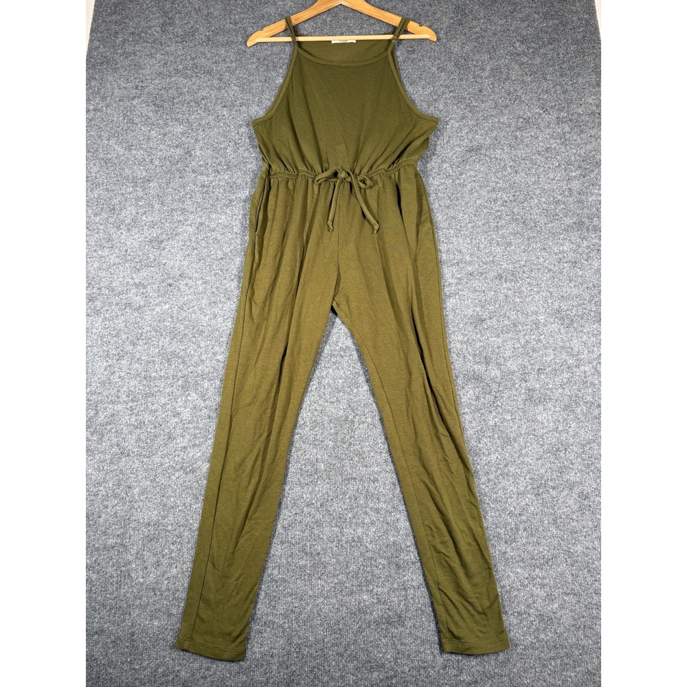 Papaya Jumpsuit Womens Small Olive Green Halter Neck Drawstring Waist Minimalist